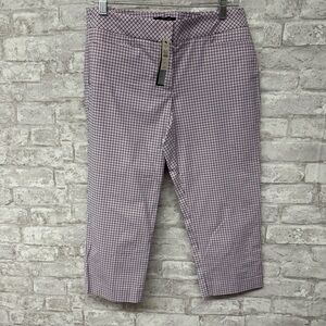 Talbots Signature Cropped Plaid Pants Women’s Size 6P Blue‎ and Pink NWT